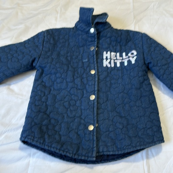 Hello Kitty Blue Quilted Jacket Snap Front Size 5/6 - Picture 3 of 8